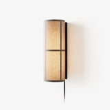 Modern Cylindrical Fabric Wall Sconce Interior Light with Metal Base and Linen Shade