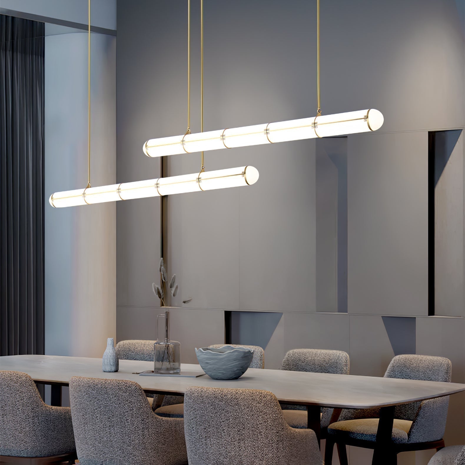 Modern Cylindrical Geometric LED Linear Pendant Light Modular Hanging Fixture