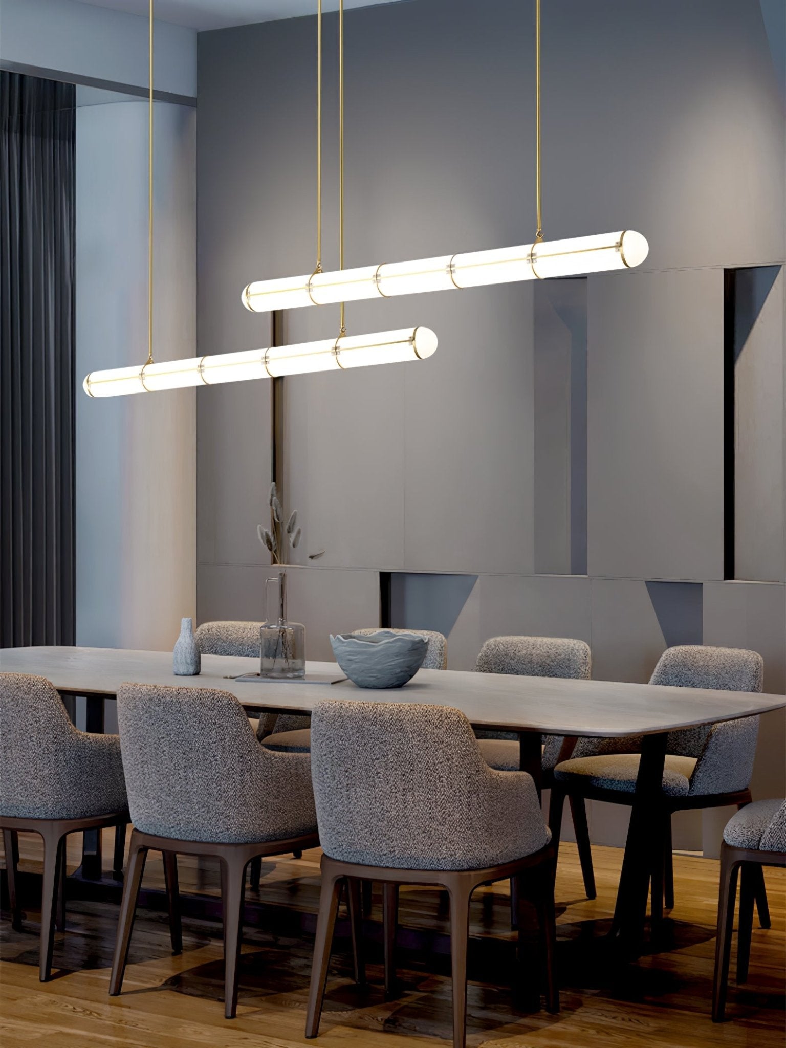 Modern Cylindrical Geometric LED Linear Pendant Light Modular Hanging Fixture