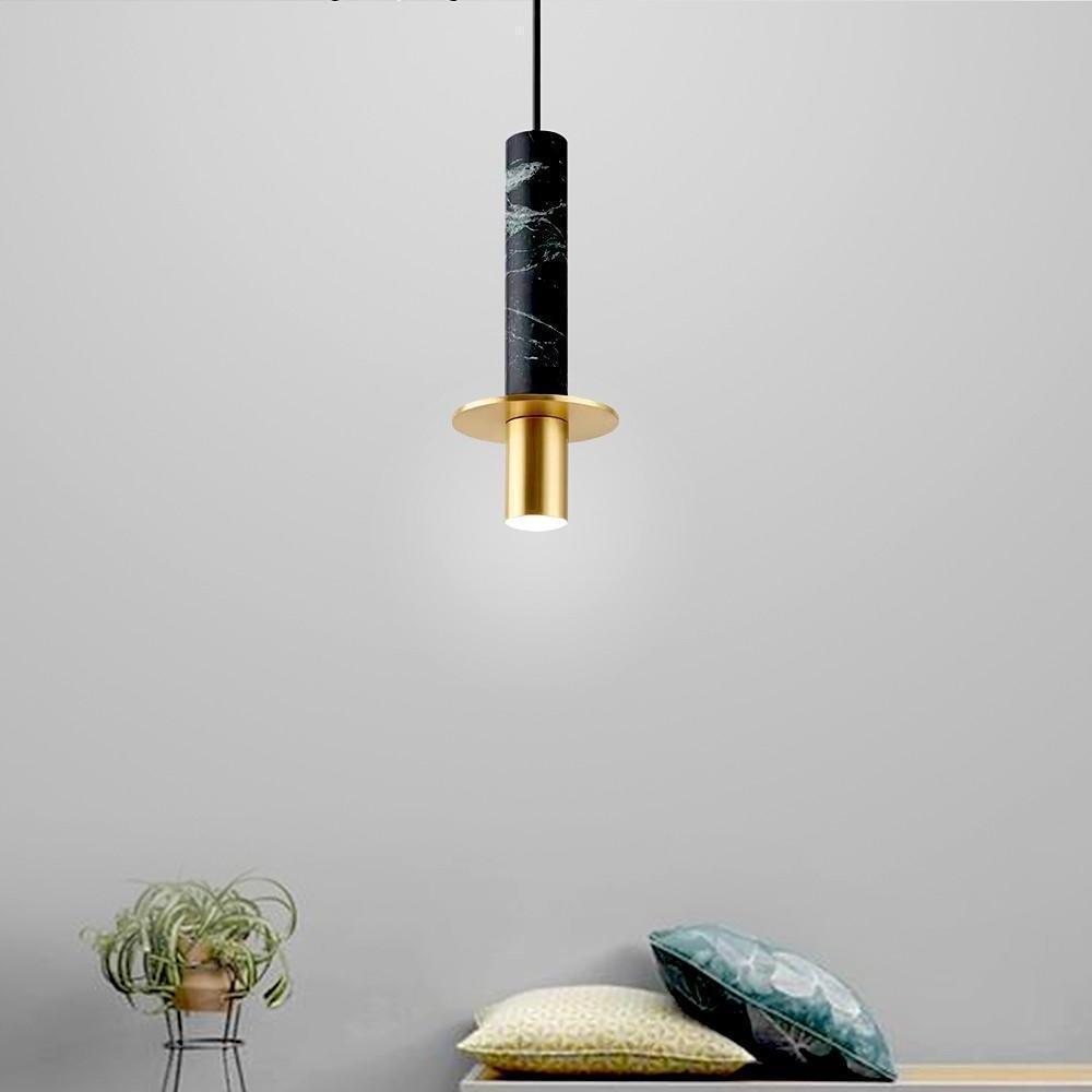 Modern Cylindrical Glass LED Pendant Light Industrial Metal Hanging Lamp for Kitchen Island