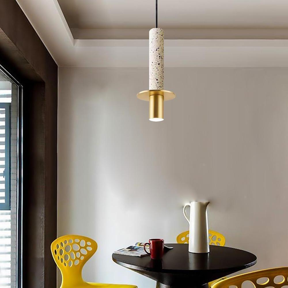 Modern Cylindrical Glass LED Pendant Light Industrial Metal Hanging Lamp for Kitchen Island