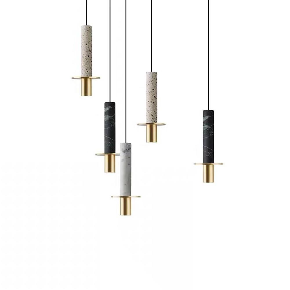 Modern Cylindrical Glass LED Pendant Light Industrial Metal Hanging Lamp for Kitchen Island