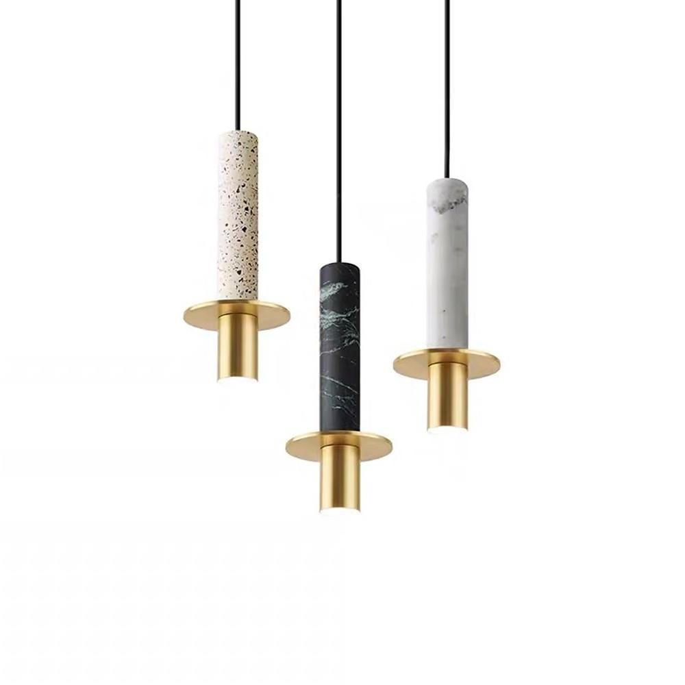 Modern Cylindrical Glass LED Pendant Light Industrial Metal Hanging Lamp for Kitchen Island