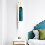 Modern Cylindrical Glass Wall Sconce Light Fixture with Mouth Blown Glass Shade