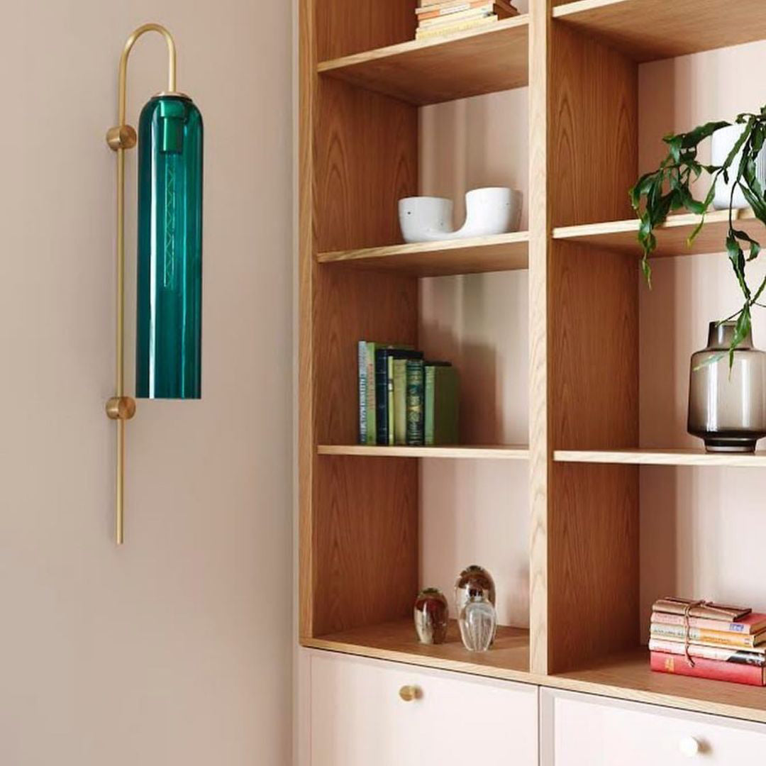 Modern Cylindrical Glass Wall Sconce Light Fixture with Mouth Blown Glass Shade
