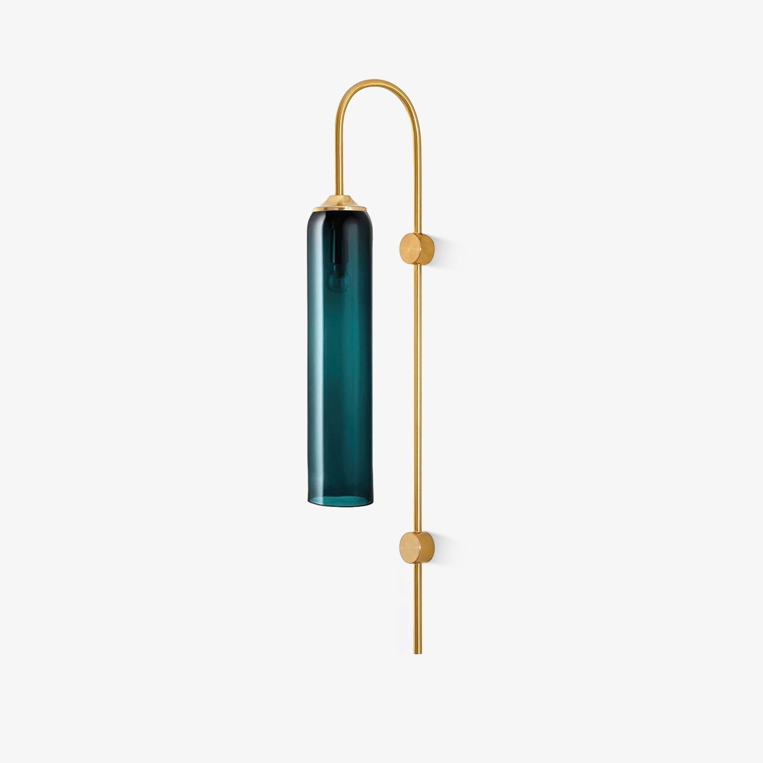 Modern Cylindrical Glass Wall Sconce Light Fixture with Mouth Blown Glass Shade