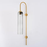 Modern Cylindrical Glass Wall Sconce Light Fixture with Mouth Blown Glass Shade
