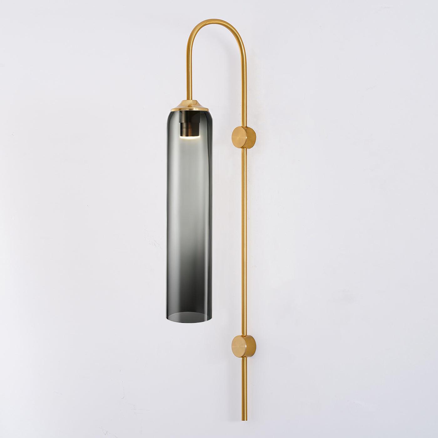 Modern Cylindrical Glass Wall Sconce Light Fixture with Mouth Blown Glass Shade