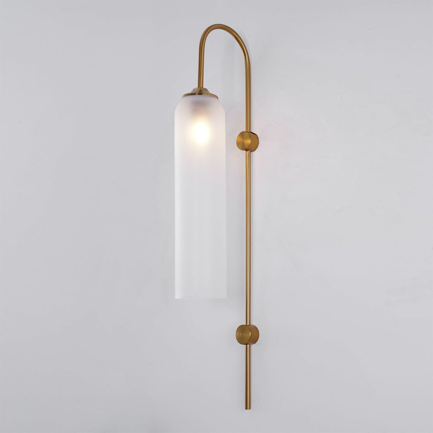 Modern Cylindrical Glass Wall Sconce Light Fixture with Mouth Blown Glass Shade