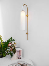 Modern Cylindrical Glass Wall Sconce Light Fixture with Mouth Blown Glass Shade