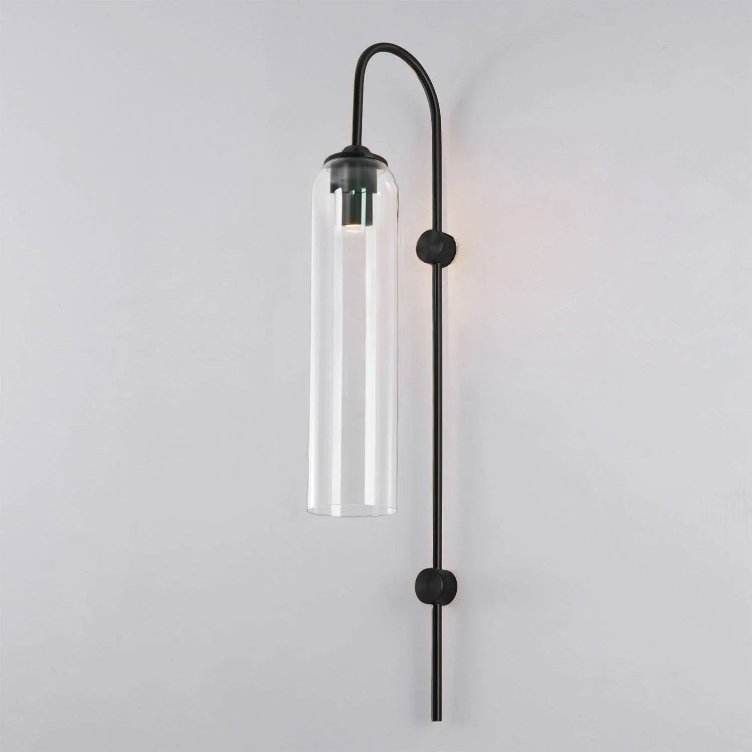 Modern Cylindrical Glass Wall Sconce Light Fixture with Mouth Blown Glass Shade