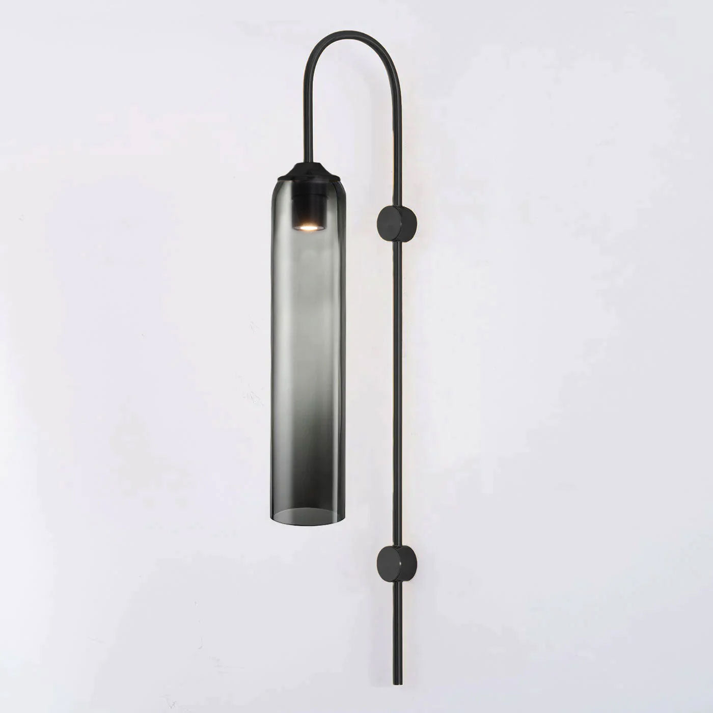 Modern Cylindrical Glass Wall Sconce Light Fixture with Mouth Blown Glass Shade