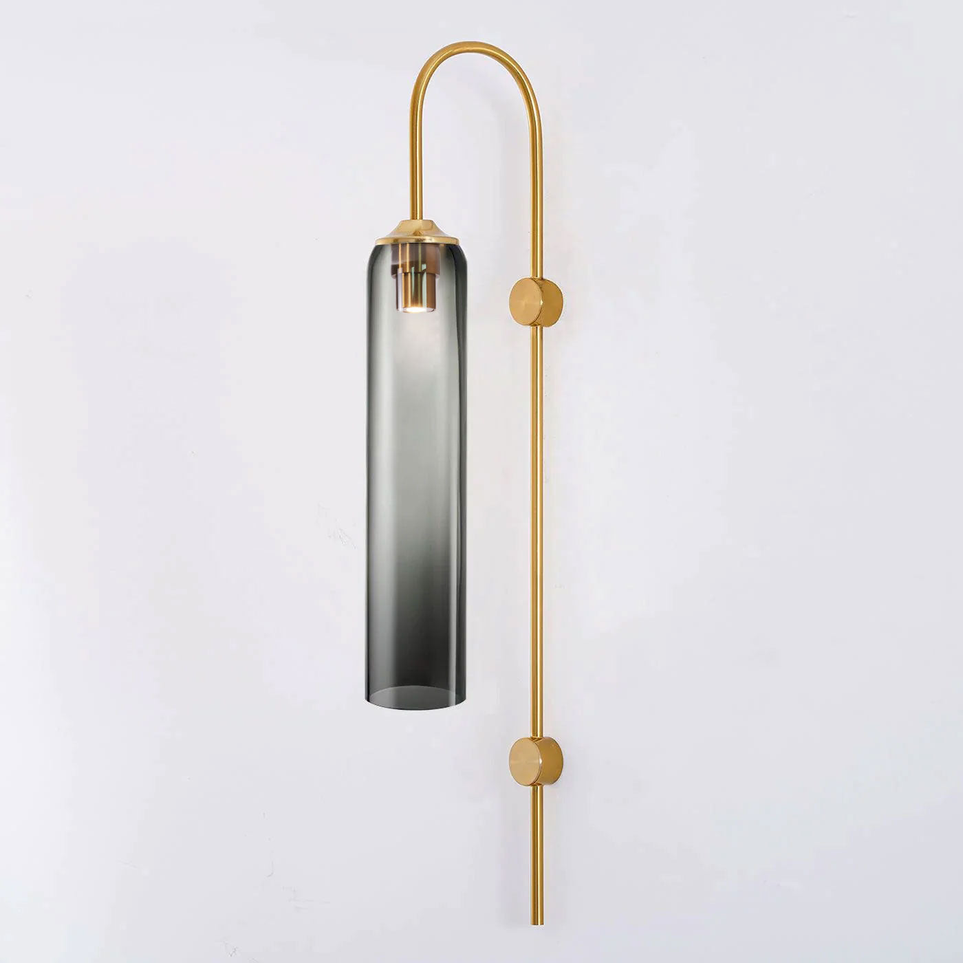 Modern Cylindrical Glass Wall Sconce Light Fixture with Mouth Blown Glass Shade
