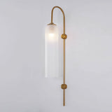 Modern Cylindrical Glass Wall Sconce Light Fixture with Mouth Blown Glass Shade