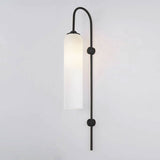Modern Cylindrical Glass Wall Sconce Light Fixture with Mouth Blown Glass Shade