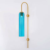 Modern Cylindrical Glass Wall Sconce Light Fixture with Mouth Blown Glass Shade