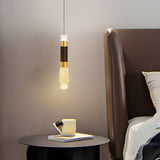 Modern Cylindrical LED Pendant Light Aluminum 3 Step Dimming Hanging Ceiling Lamp in Black and Gold