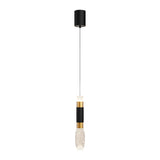 Modern Cylindrical LED Pendant Light Aluminum 3 Step Dimming Hanging Ceiling Lamp in Black and Gold