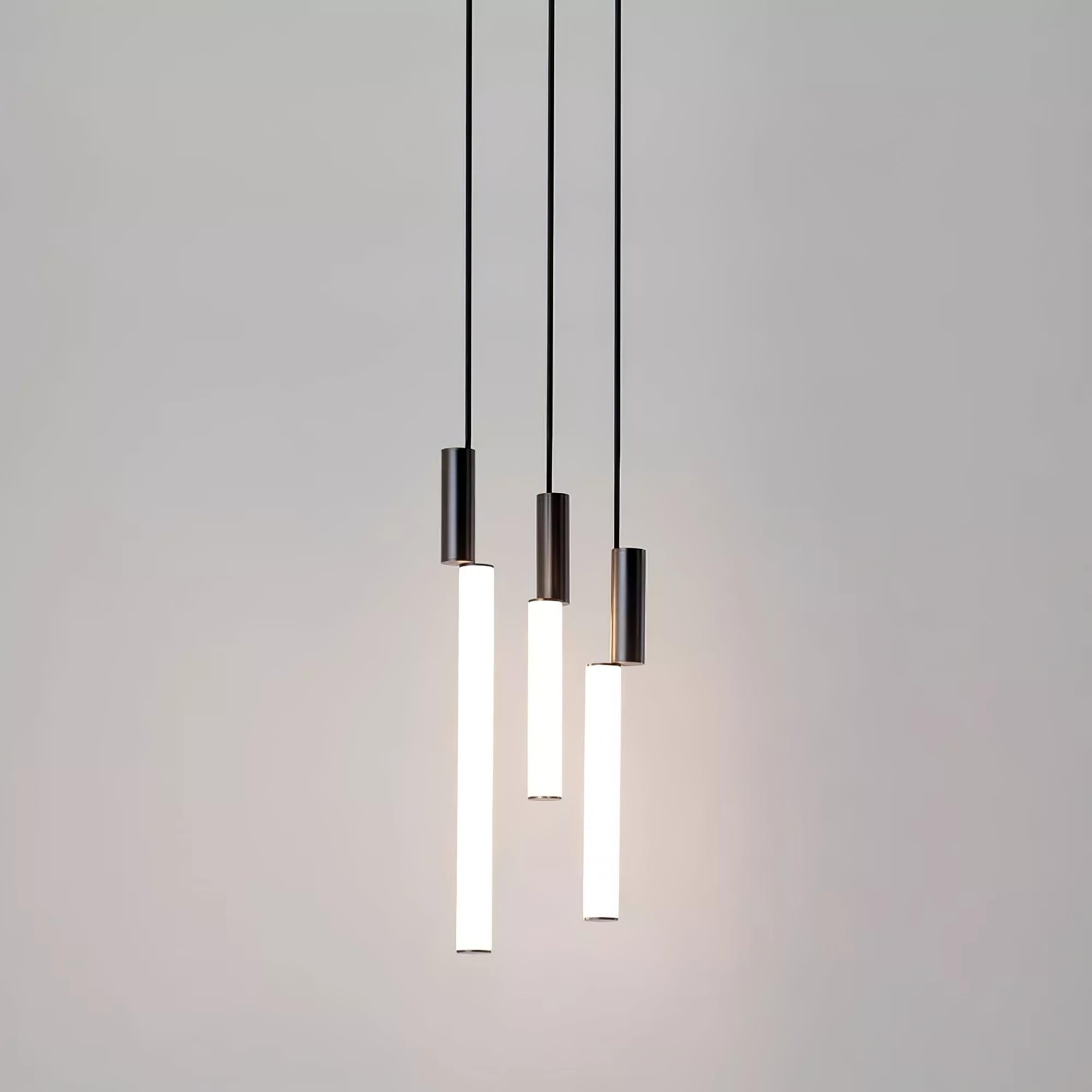 Modern Cylindrical LED Pendant Light Asymmetrical Aluminum Cluster Hanging Fixture for Dining Room