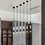 Modern Cylindrical LED Pendant Light for Kitchen Island and Foyer Industrial Gold Black Hanging Lamp