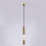 Modern Cylindrical LED Pendant Light for Kitchen Island and Foyer Industrial Gold Black Hanging Lamp