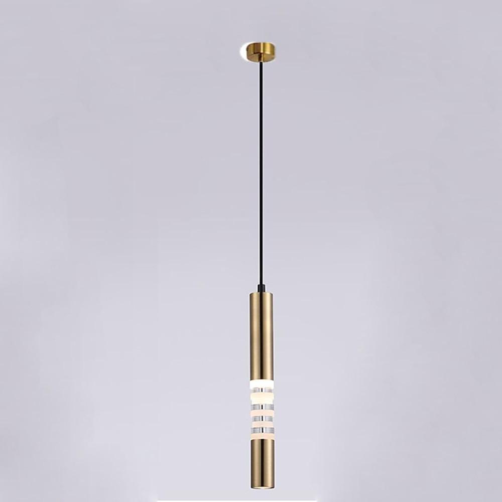 Modern Cylindrical LED Pendant Light for Kitchen Island and Foyer Industrial Gold Black Hanging Lamp