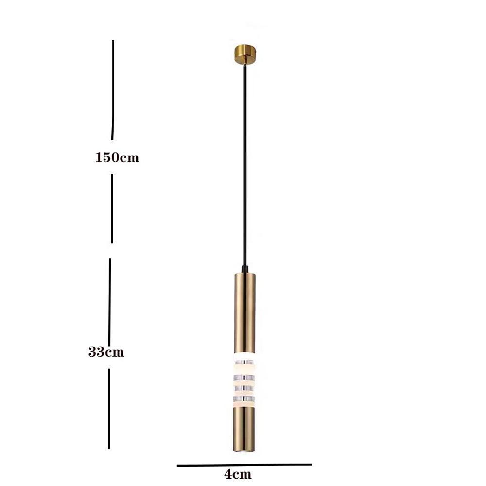 Modern Cylindrical LED Pendant Light for Kitchen Island and Foyer Industrial Gold Black Hanging Lamp