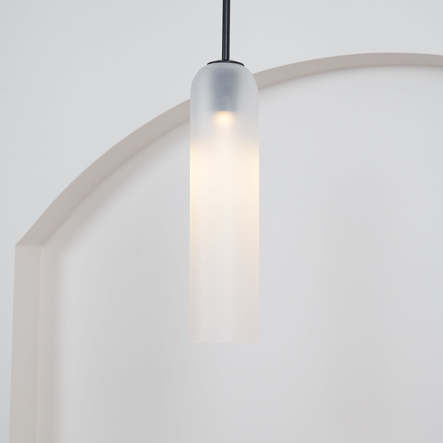 Modern Cylindrical Long Tube Glass Pendant Lamp Minimalist Hanging Ceiling Fixture