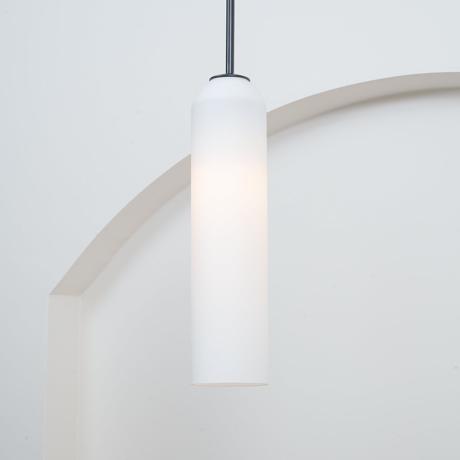 Modern Cylindrical Long Tube Glass Pendant Lamp Minimalist Hanging Ceiling Fixture