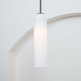 Modern Cylindrical Long Tube Glass Pendant Lamp Minimalist Hanging Ceiling Fixture