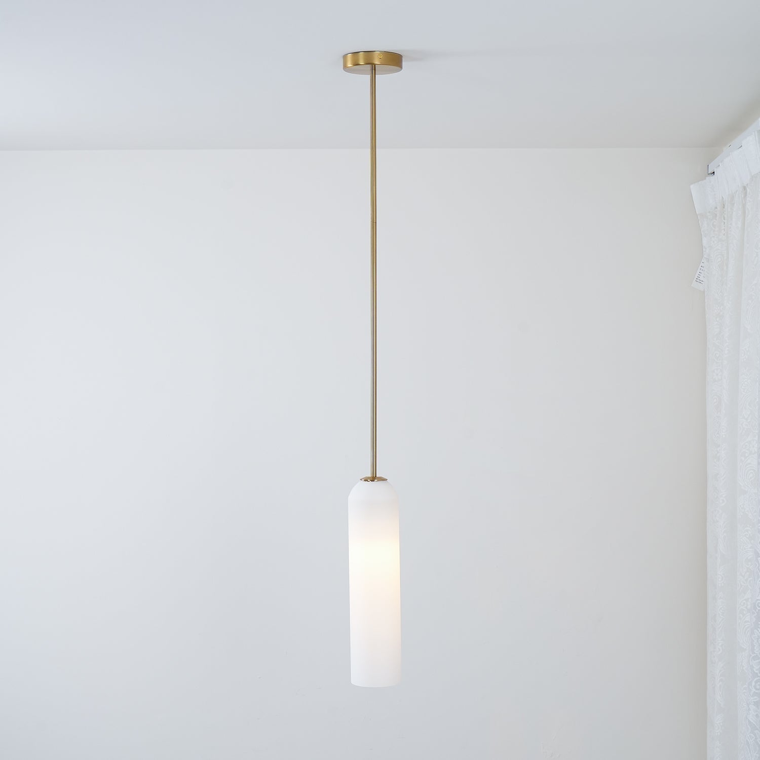 Modern Cylindrical Long Tube Glass Pendant Lamp Minimalist Hanging Ceiling Fixture