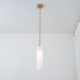 Modern Cylindrical Long Tube Glass Pendant Lamp Minimalist Hanging Ceiling Fixture
