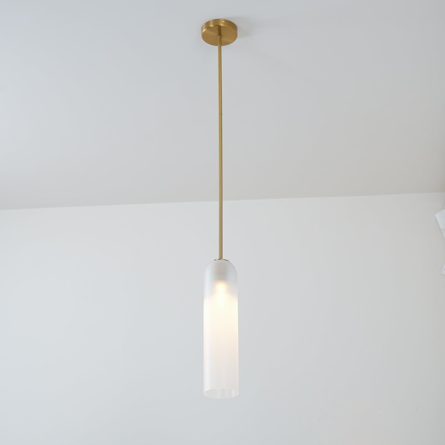 Modern Cylindrical Long Tube Glass Pendant Lamp Minimalist Hanging Ceiling Fixture