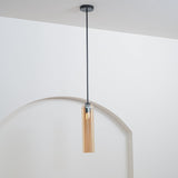 Modern Cylindrical Long Tube Glass Pendant Lamp Minimalist Hanging Ceiling Fixture
