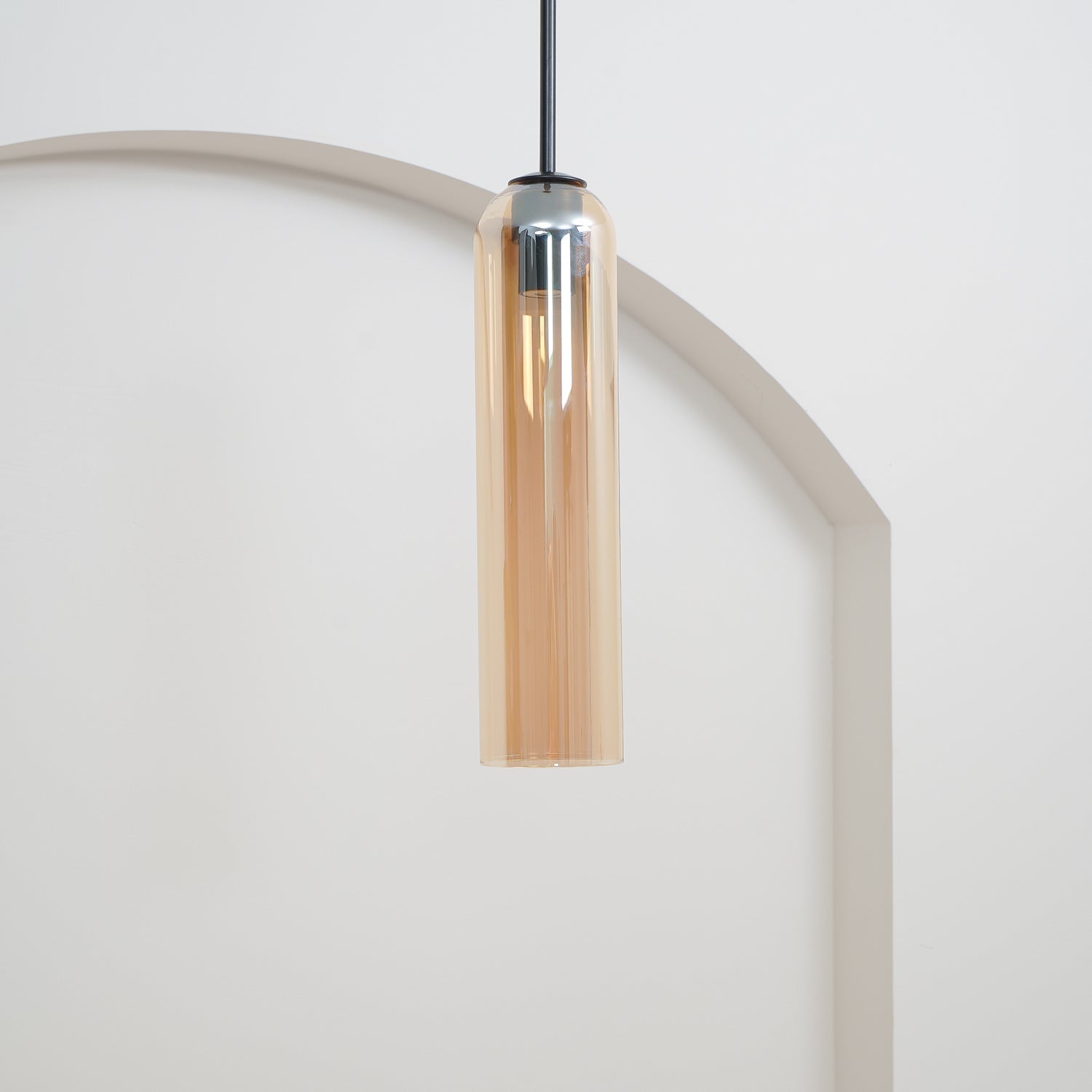 Modern Cylindrical Long Tube Glass Pendant Lamp Minimalist Hanging Ceiling Fixture