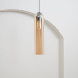Modern Cylindrical Long Tube Glass Pendant Lamp Minimalist Hanging Ceiling Fixture
