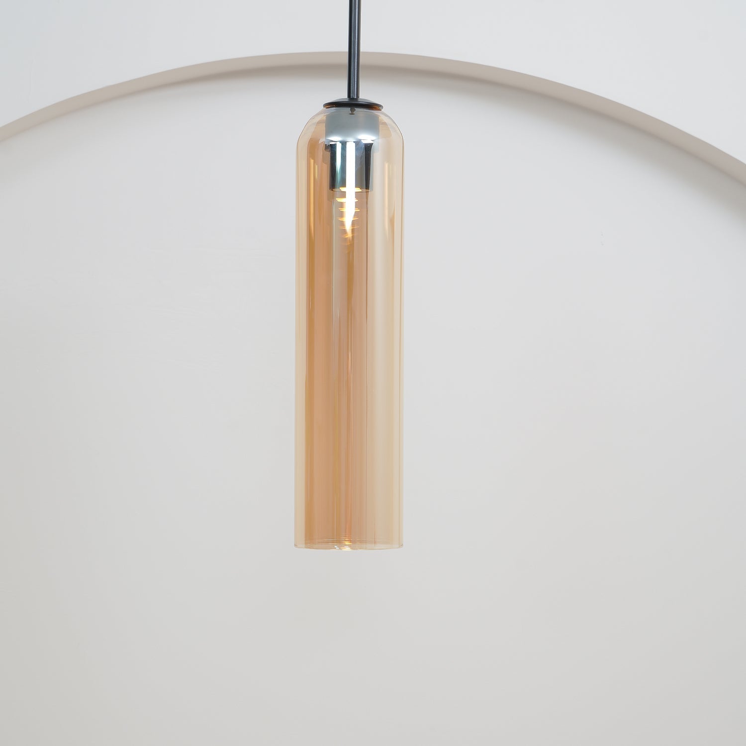 Modern Cylindrical Long Tube Glass Pendant Lamp Minimalist Hanging Ceiling Fixture