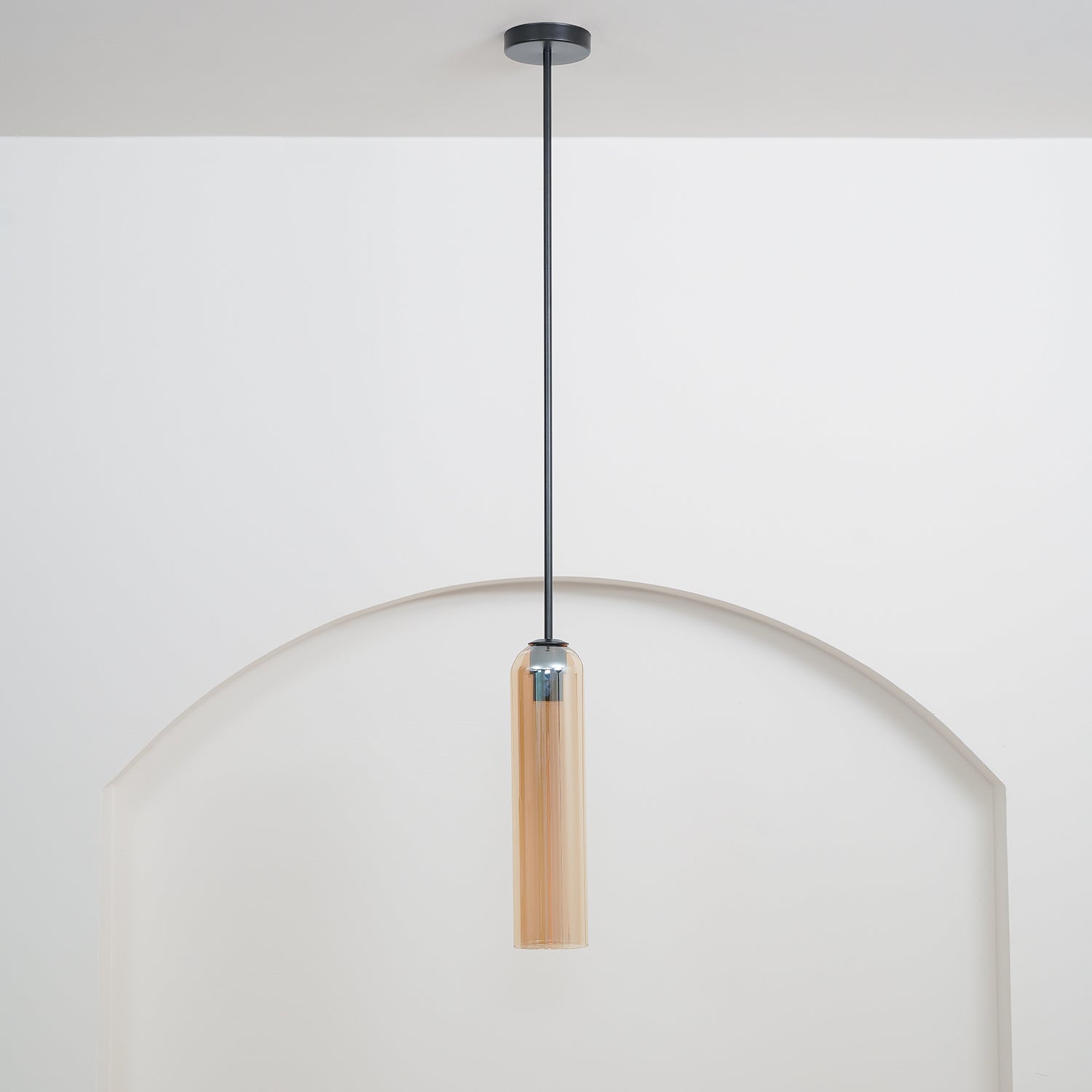 Modern Cylindrical Long Tube Glass Pendant Lamp Minimalist Hanging Ceiling Fixture