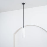 Modern Cylindrical Long Tube Glass Pendant Lamp Minimalist Hanging Ceiling Fixture
