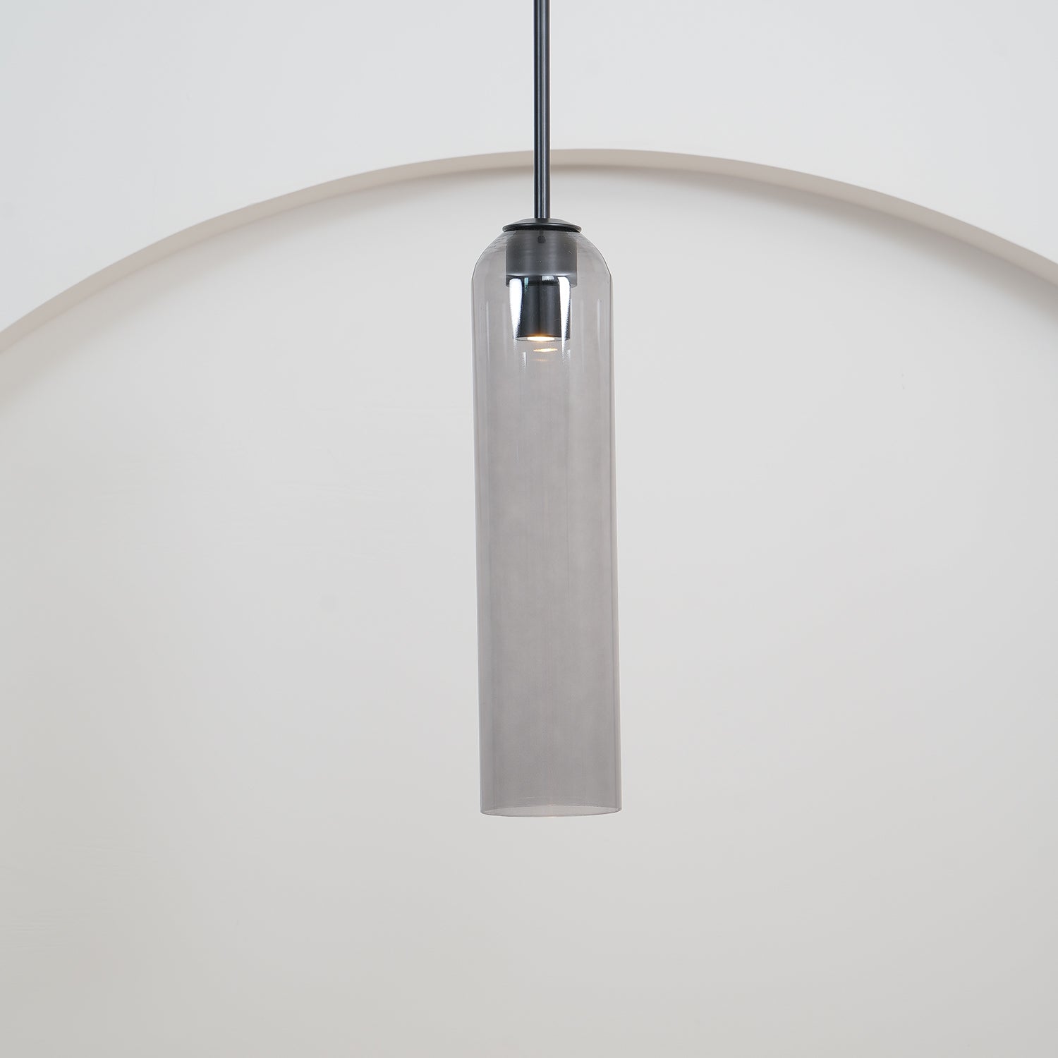 Modern Cylindrical Long Tube Glass Pendant Lamp Minimalist Hanging Ceiling Fixture