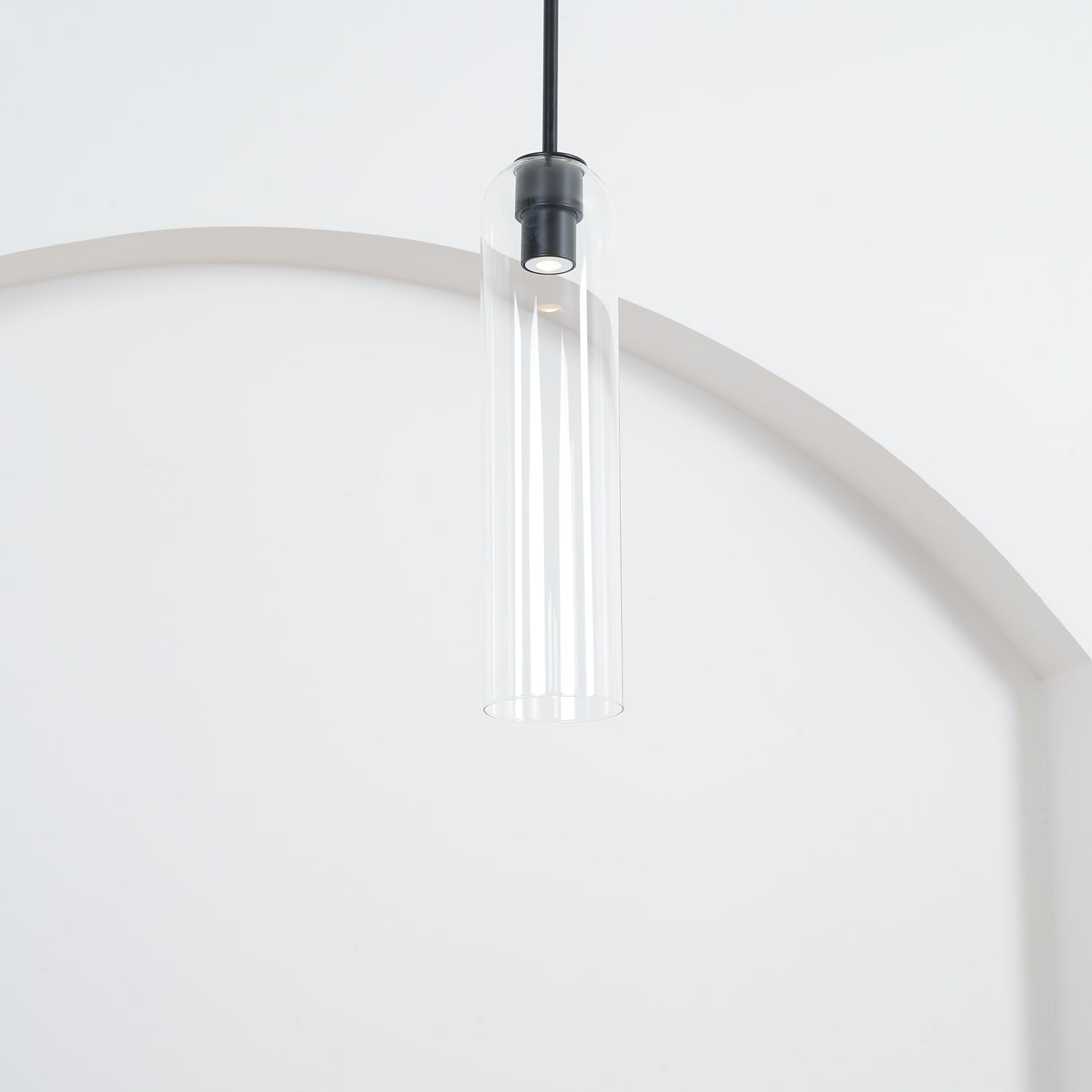 Modern Cylindrical Long Tube Glass Pendant Lamp Minimalist Hanging Ceiling Fixture