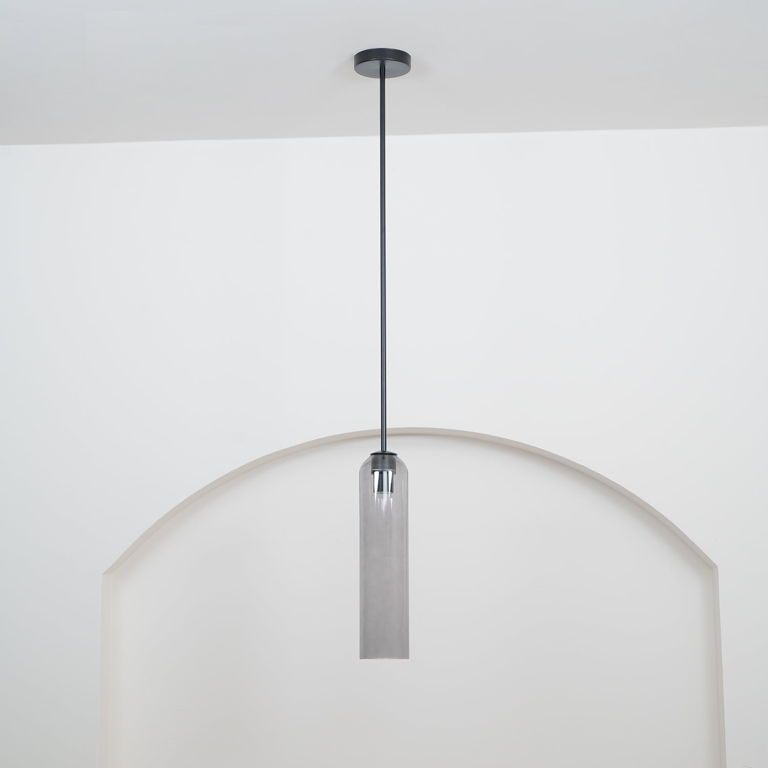 Modern Cylindrical Long Tube Glass Pendant Lamp Minimalist Hanging Ceiling Fixture