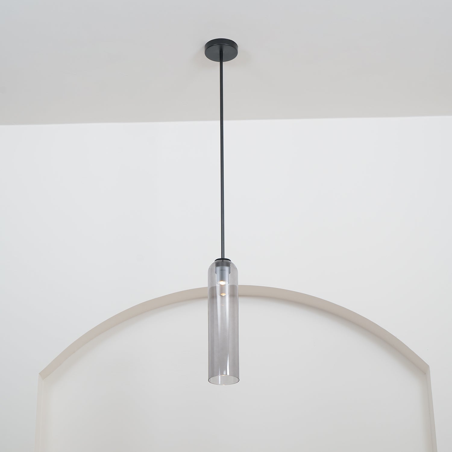 Modern Cylindrical Long Tube Glass Pendant Lamp Minimalist Hanging Ceiling Fixture