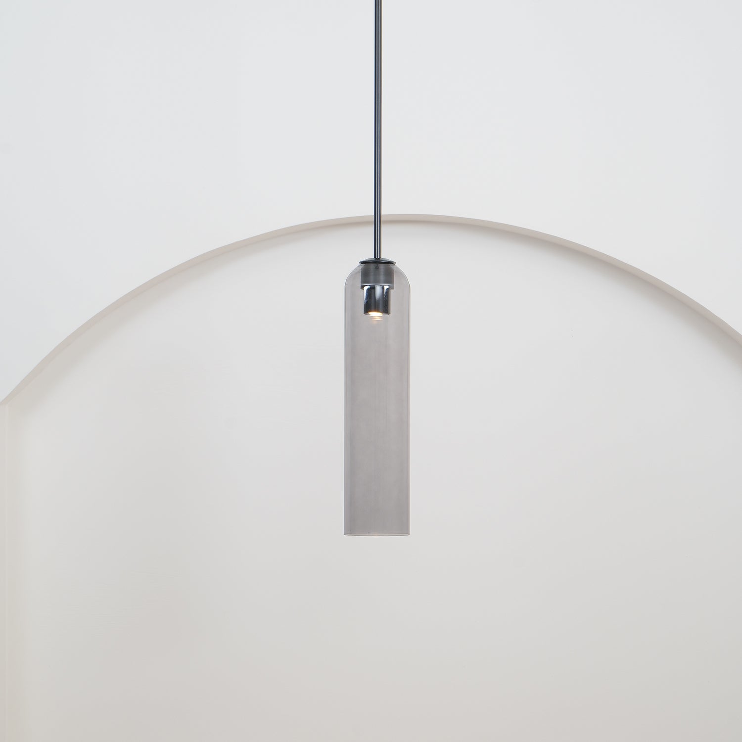 Modern Cylindrical Long Tube Glass Pendant Lamp Minimalist Hanging Ceiling Fixture