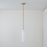 Modern Cylindrical Long Tube Glass Pendant Lamp Minimalist Hanging Ceiling Fixture