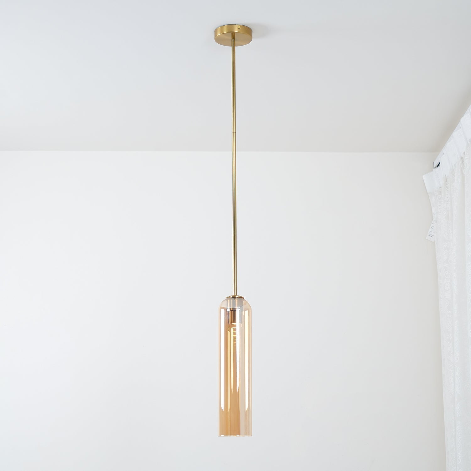 Modern Cylindrical Long Tube Glass Pendant Lamp Minimalist Hanging Ceiling Fixture