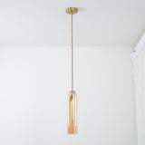 Modern Cylindrical Long Tube Glass Pendant Lamp Minimalist Hanging Ceiling Fixture