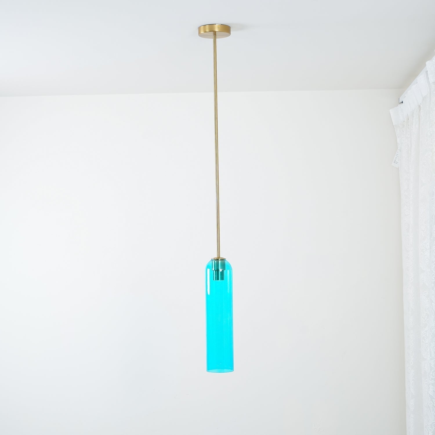 Modern Cylindrical Long Tube Glass Pendant Lamp Minimalist Hanging Ceiling Fixture