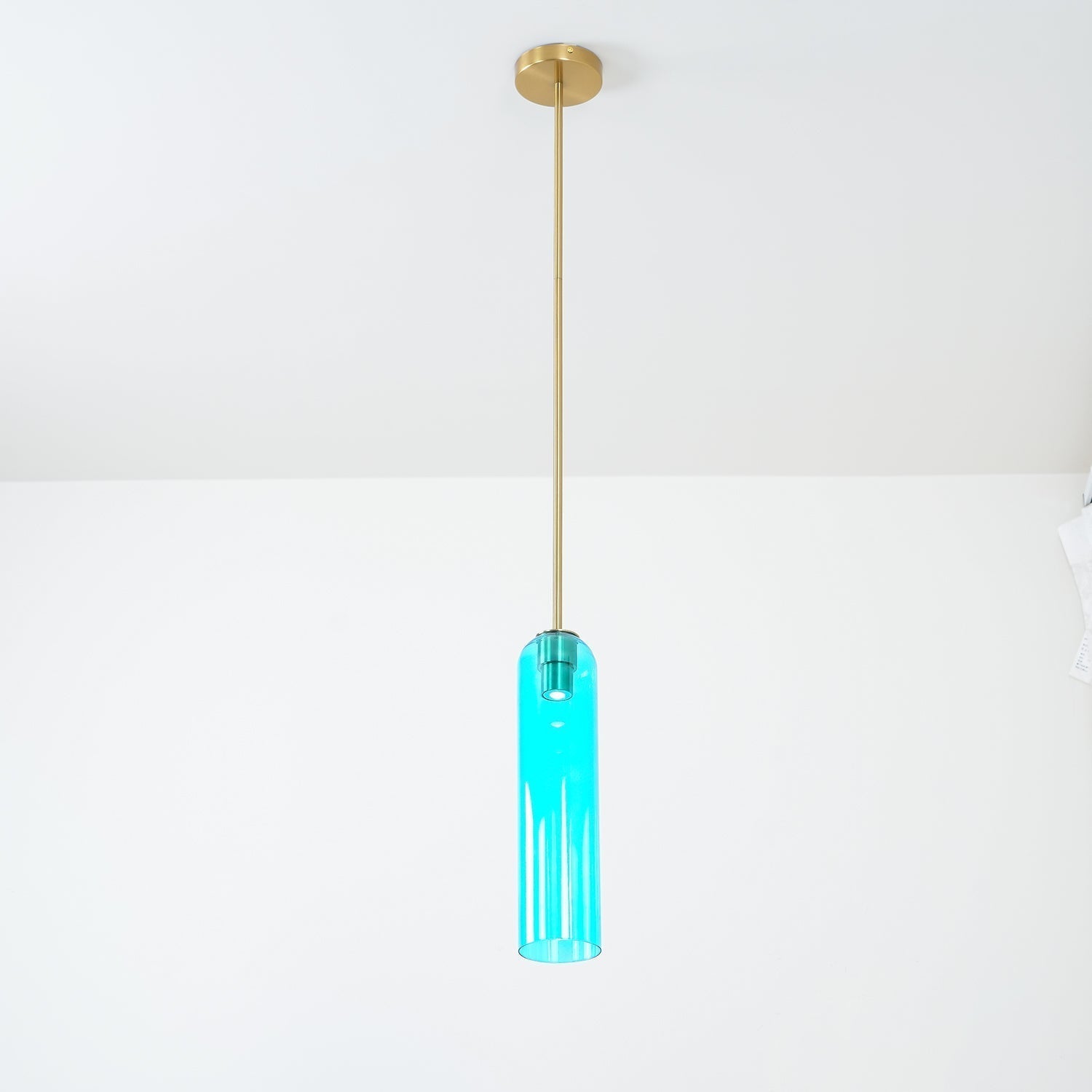Modern Cylindrical Long Tube Glass Pendant Lamp Minimalist Hanging Ceiling Fixture