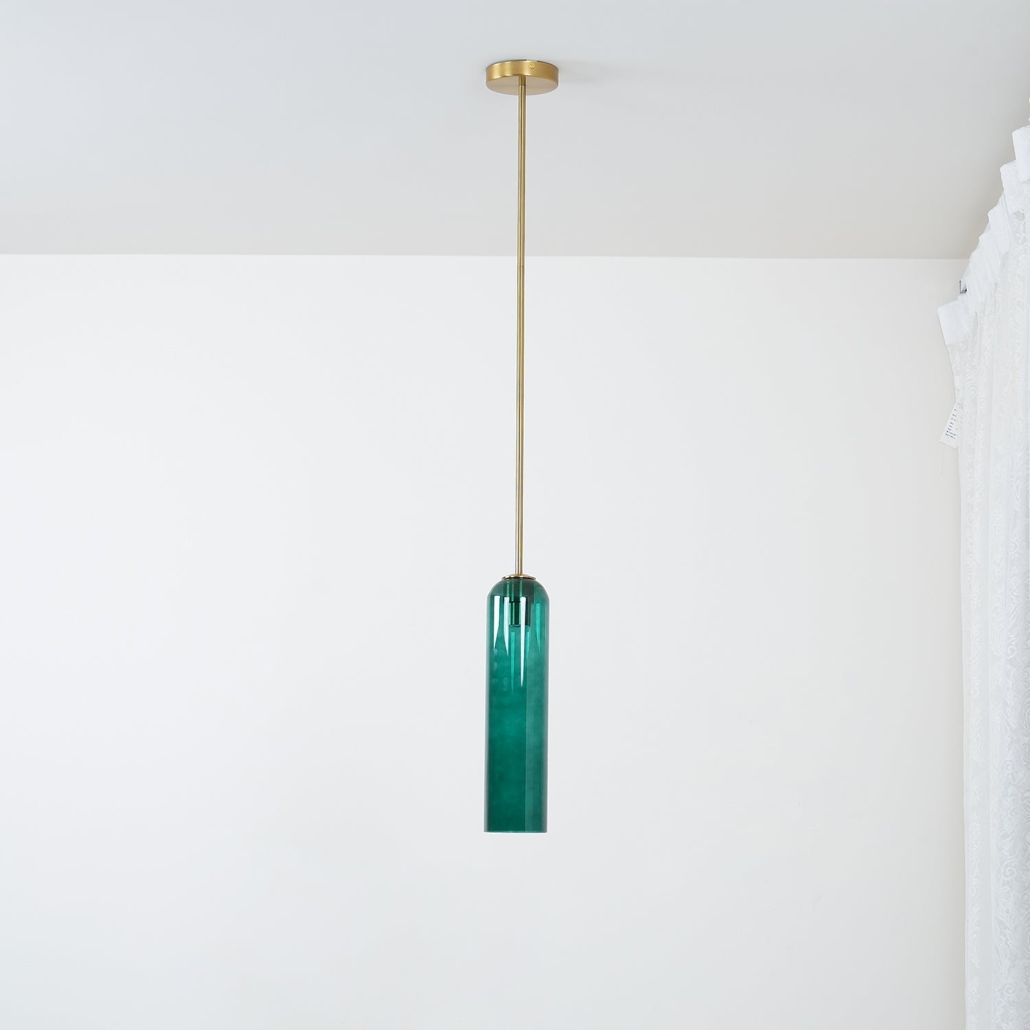 Modern Cylindrical Long Tube Glass Pendant Lamp Minimalist Hanging Ceiling Fixture